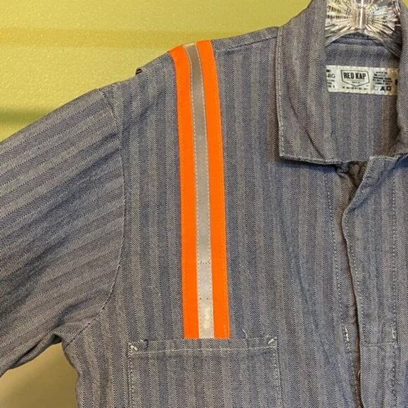Vintage RED KAP Coverall Men's 40 RG Button Front Blue Herringbone Denim USA - Picture 6 of 11